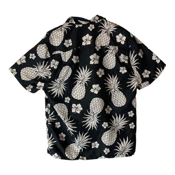 Uzzi mens XL Amphibious wear pineapple button down black white hawaiian shirt tr - Picture 2 of 10